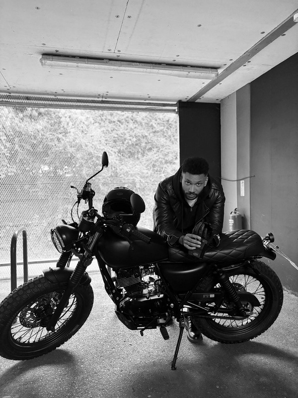 Brad Songhurst with a motorcycle